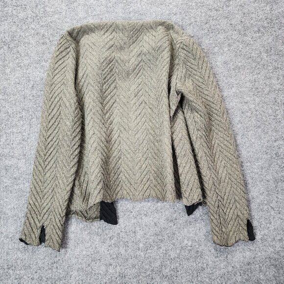 Komarov Sweater Jacket Women’s Small Black Gray‎ Knit Herringbone - Picture 9 of 13